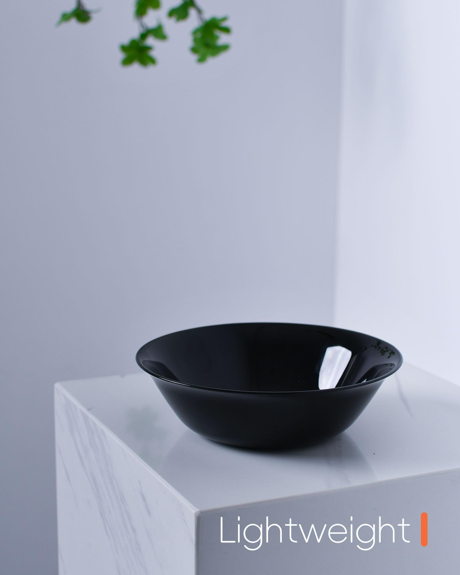 LaGlint 16 OZ Max Black Opal Glass Cereal Bowl Set of 6, 6.5 Inch