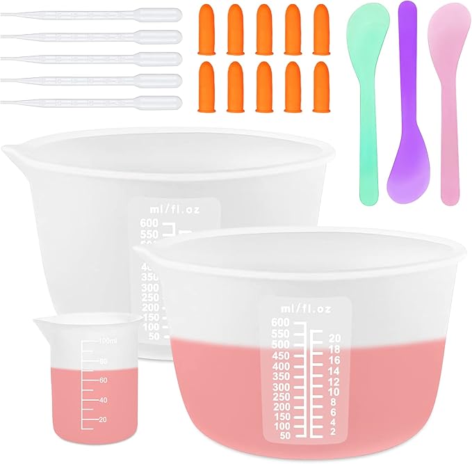 YITIAOXIAOYU Silicone Resin Measuring Cups, 600ml with Stir Sticks