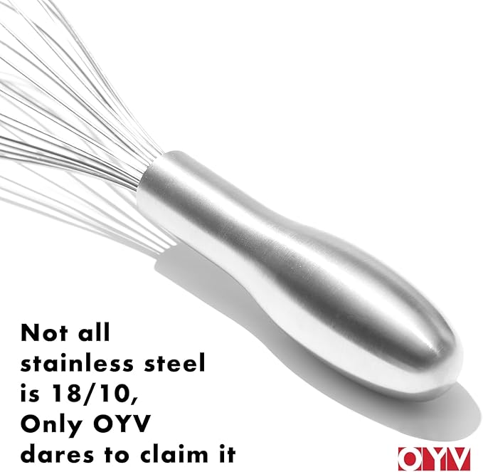 OYV 18/10 Stainless Steel Whisk, 12-Inch Metal Whisk, Ergonomic Handle