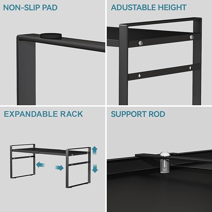 Aiusafacai Expandable Cabinet Shelf Organizer Riser for Kitchen Pantry Cupboard Under Sink Countertop Home Storage Organization Rack Space Saver