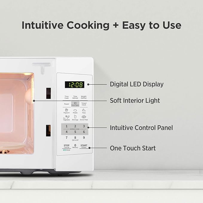 COMFEE' Countertop Microwave Oven, 0.7 Cu.Ft, 700W,Pearl White, ECO Mode