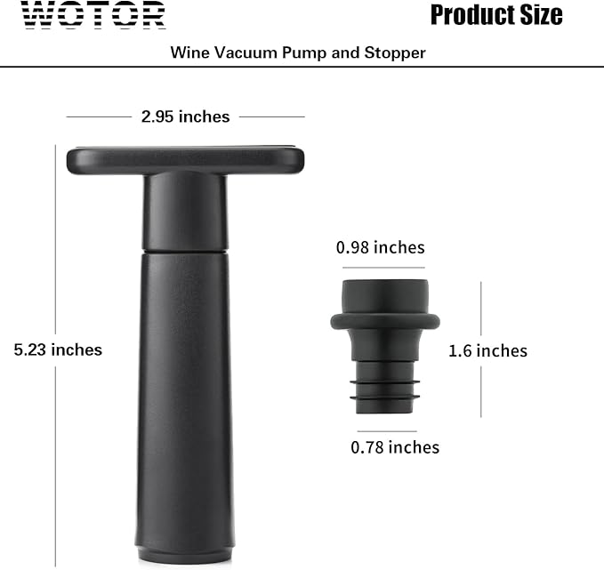 WOTOR Wine Saver Vacuum Pump with 20 Stoppers, Wine Stopper & Preserver, Reusable Bottle Sealer Keeps Fresh, Ideal Accessories Gift (Flat Handle)