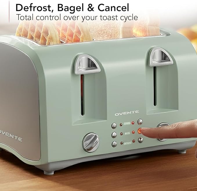 OVENTE Electric 4-Slice Toaster, 6-Shade Settings, Light Blue TS4410LBL