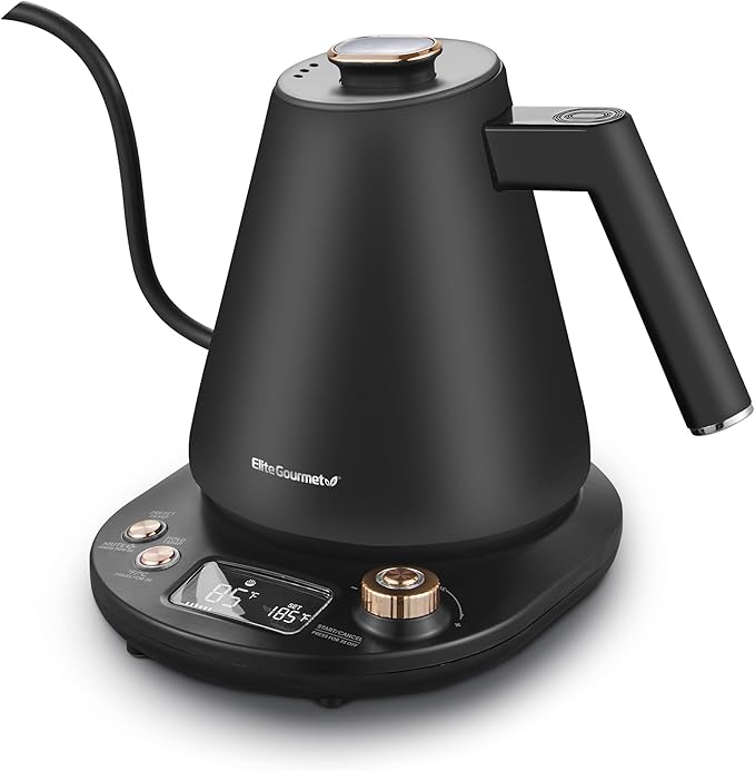 Elite Gourmet EKT3001 1L Digital Kettle, 304 Stainless Steel, Matte Black