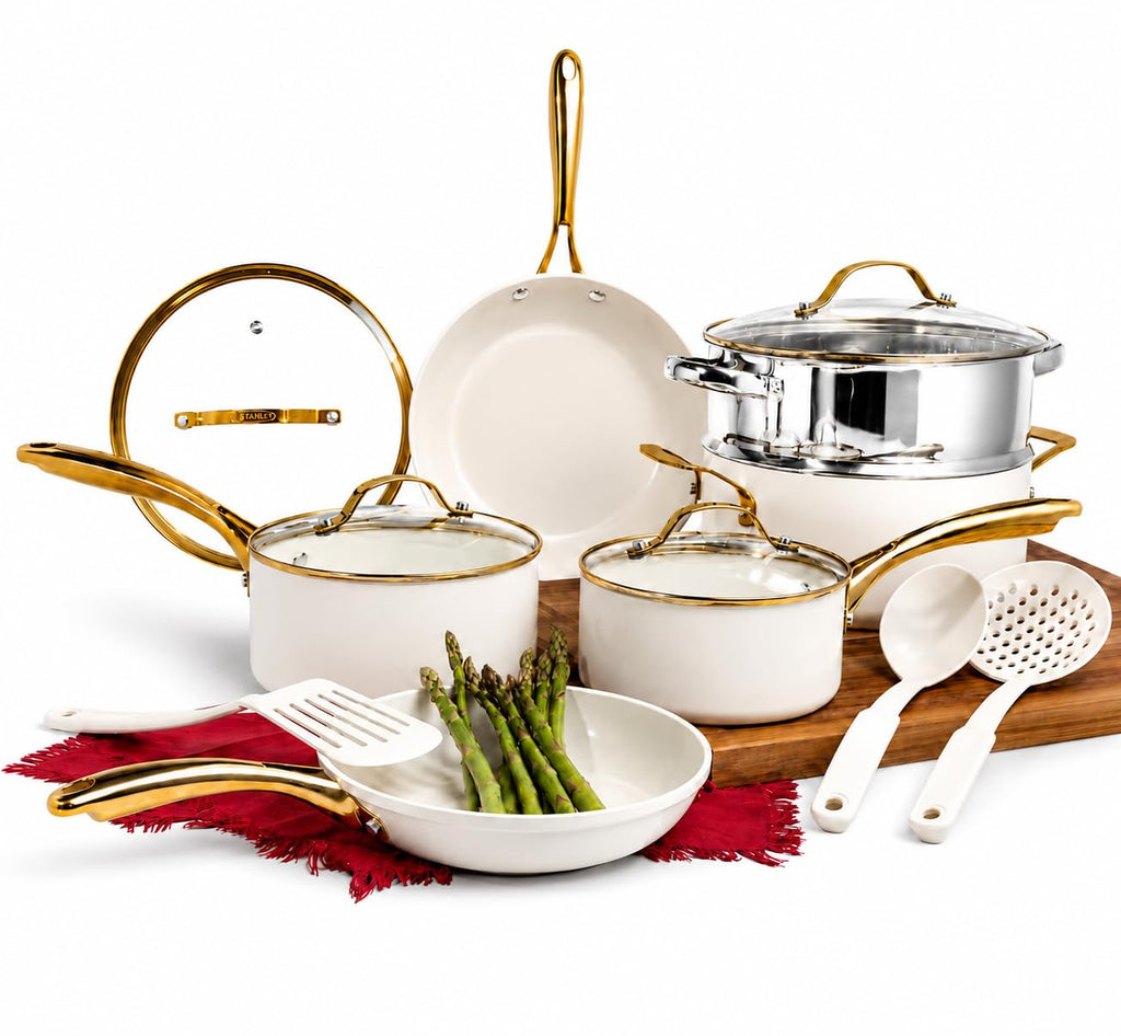 GOTHAM STEEL 15 Pc Pots and Pans Set Non Stick Ceramic Cookware Set