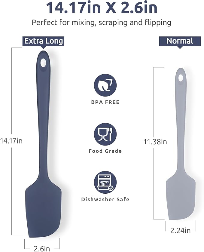 U-Taste 14in Extra Large Silicone Spatula, 600°F Heat Proof, Midnight Blue