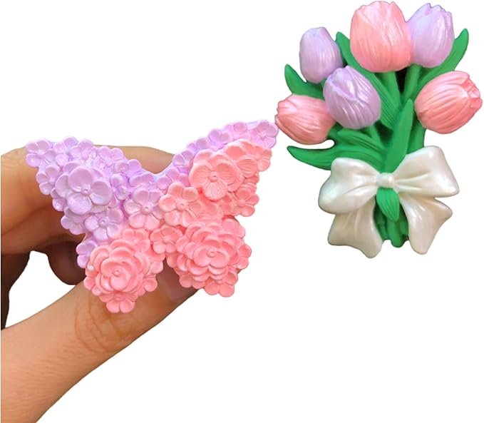 Tulip Bouquet & Lace Butterfly Silicone Soap Candle Resin Mold Floral Decor
