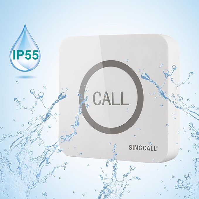 SINGCALL Restaurant Pager System, 2 Waterproof Wireless Call Buttons