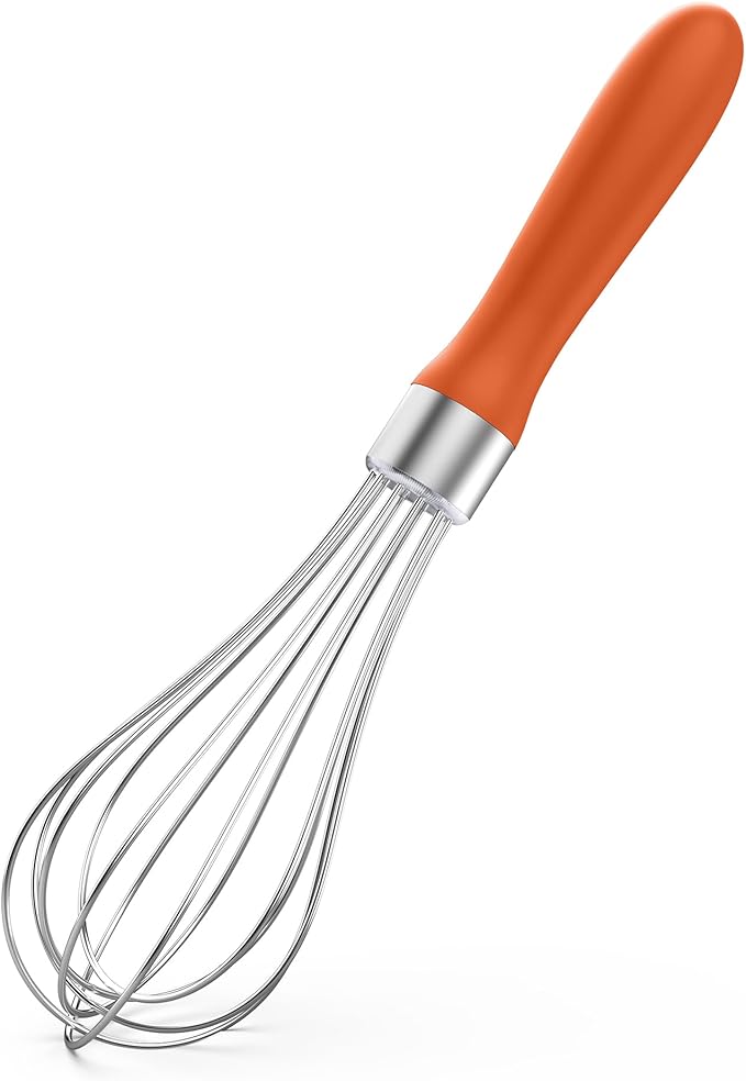 U-Taste Wire Whisk for Cooking, 18/10 Stainless Steel Balloon Wisk,S/Orange