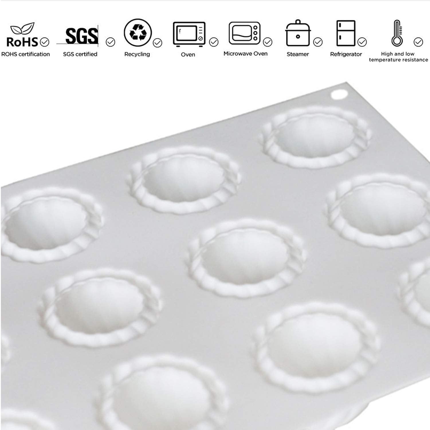 OCPO Kitchen Cone Whirlwind Onion Silicone Mousse Cake Mold, 15 Cavities