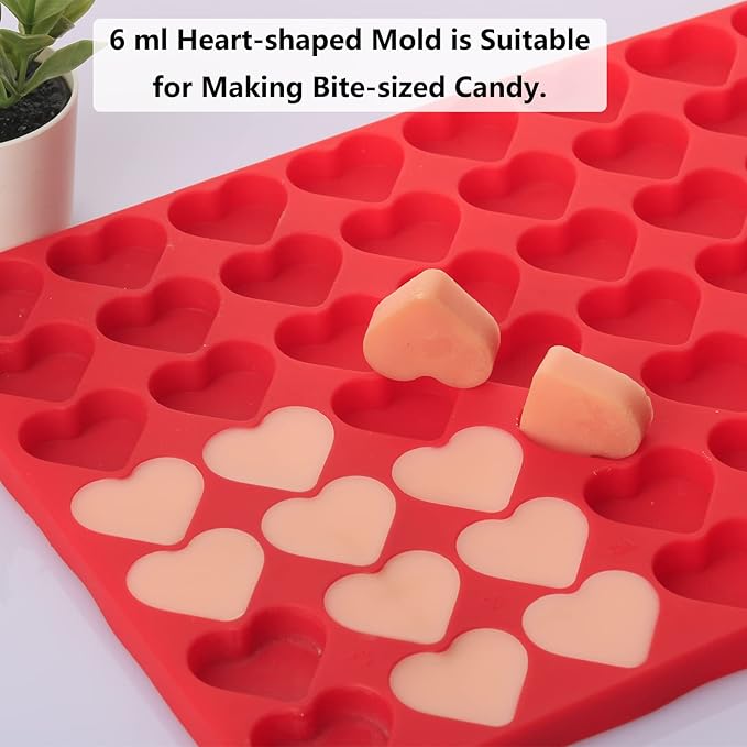 Amyandone Heart Silicone Mold, 63 Cavities Small Heart Chocolate Molds