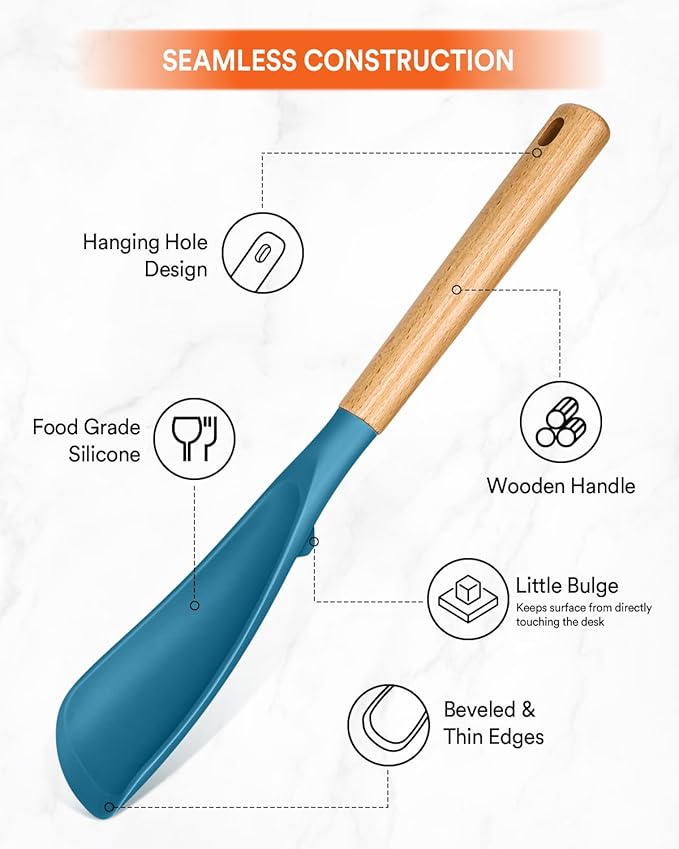 Badiano Multifunction Cooking Spoons for Nonstick Cookware,11.4"&13.4",TURQ