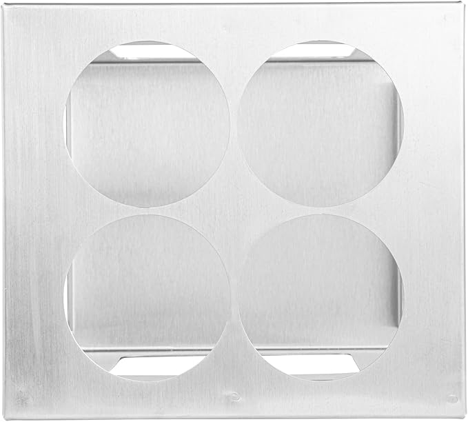 Restaurantware Squeeze Bottle Holder 1 Count 6.30 x 7.01 x 6.26 Inches Stainless Steel Condiment Organizer - Four-Hole Durable Kitchen Rack - Silver Prep Station Organizer