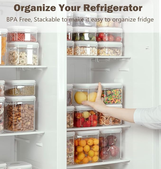 Hontent Pop Food Storage Containers Set Airtight Food Storage Containers with Pop Lids, Kitchen Pantry Organization and Storage, Cereal, Rice, Flour, Pasta & Snack Container, BPA Free, 3 x 1.2Qt