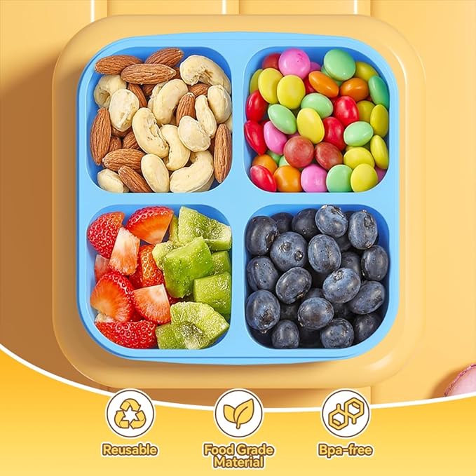 Canfanni 6 Pcs Snack Box Container Set, Reusable 3&4 Compartment Meal Prep Snack Containers for Adults Kids Toddler, BPA-Free Divided Lunchable Container for School, Work and Travel (5 Color)