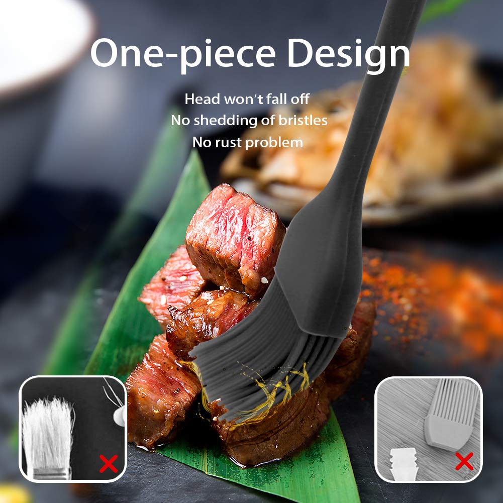 Silicone Basting Pastry Brush - Cooking Brush for Oil Sauce Butter Marinades, Food Brushes for BBQ Grill Kitchen Baking, Baster Brushes Baste Pastries Cakes Meat Desserts, Food Grade, Dishwasher Safe