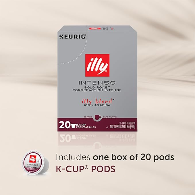 illy Coffee K Cup Pods, Intenso Dark Roast, 20 Count, 1 Pack