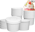 Basidi [250 Sets White Paper Food Containers With Vented Lids, To Go Hot Soup Bowls, Disposable Ice Cream Cups (12oz)
