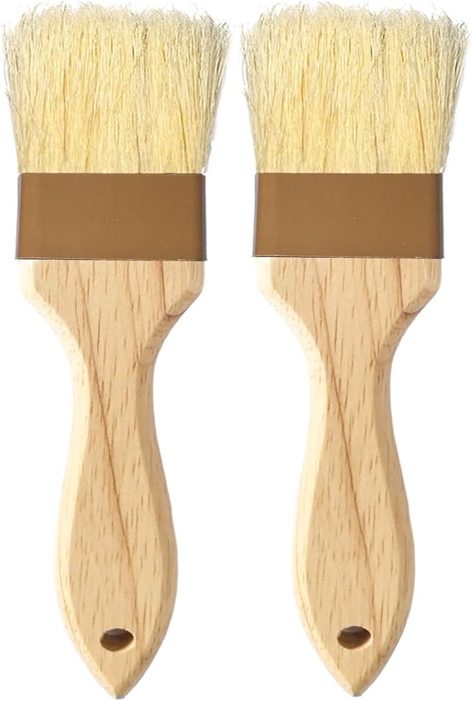 NXRACSH Pastry Brush,2 inch Basting Brush for Cooking and Baking,Natural Bristle Food Brush for Oil & Sauce,No Bristles off,Easy Clean,Durable Kitchen Marinade Butter Culinary Utensil (2 Pack)