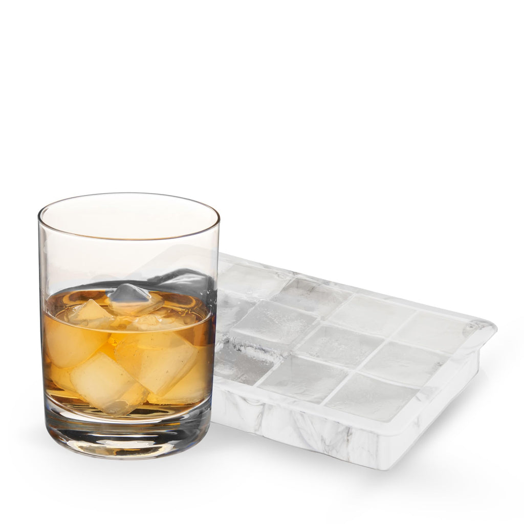 Host Ice Cube Tray with Lid, Makes 15 1.25" Cubes, Durable Silicone Trays, Perfect for Cocktails, Beverages, Mocktails, Iced Coffee, Tea, Infused Water, Kitchen Essentials, Set of 1, Marble