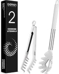 Spaghetti Spoon and Pasta Tong, 2 Pack (White)