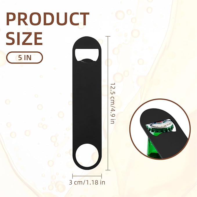 Yugada 100 Pack Flat Beer Bottle Opener 5 inch Stainless Steel Flat Bottle Opener Black Beer Bottle Openers for Bartender Kitchen Bar Restaurant (5 Inch)