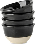 HASENSE Large Ceramic Soup Bowls Set of 4, 40 Oz Gloss Black Beige Stackable Stoneware Bowls, Farmhouse Bowls for Salad, Pasta, Ramen & Pho, Dishwasher & Microwave Safe