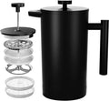 Coffito French Press Coffee Maker,Stainless Steel Double Wall Insulated Coffee Press 34 oz,4-8 Cups, Portable Hot Cold Brew Teapot Cafetera for Coffee Bar Accessories Kitchen Camping (Black,34oz)