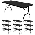 10 Pack Stretch Fabric Table Top Cap Cover, fits 6' Tables, Spandex Table Covers Washable Elastic Universal Rectangle Tablecloth Protector for Indoor Outdoor Party Picnic Wedding, Black, 30" W x 72" L
