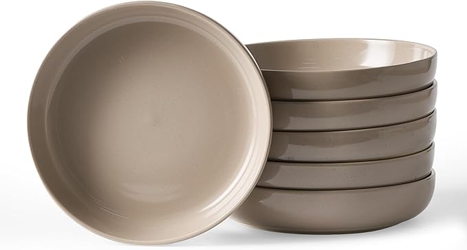 famiware Milkyway 33 oz Pasta Bowls Set of 6, Cinnamon Brown