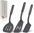 Hvanam Flexible Silicone Spatula Set For Nonstick Cookware Rubber Silicone Bpa-Free Heat Resistant Heavy Duty Kitchen Turner Large,Slotted Flipper And Small Spatulas For Egg Fish Pancake Cookie (Grey)