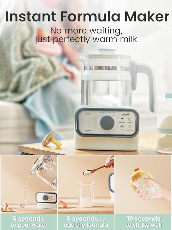 GROWNSY Baby Instant Warmer & Glass Water Boiler with LCD Display and Timer