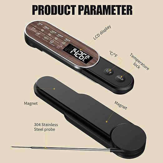 Wirelss Meat Thermometer with 1 Phobe, TEMMIO Grill Food Thermometer