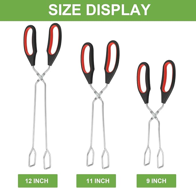 Scissor Tongs 3 Pack, Kitchen Food Tongs 9/11/12 Inch for Cooking Grilling
