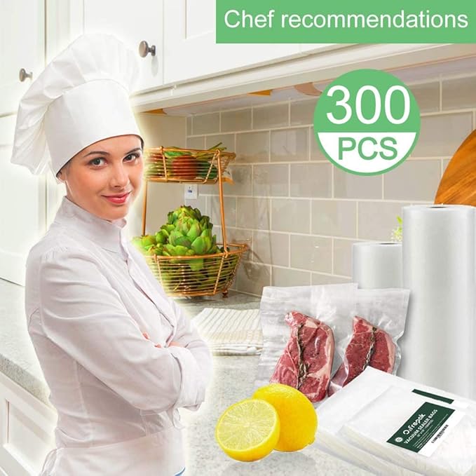 O2frepak Quart 8"x12" Vacuum Sealer Bags 300ct for Food Storage