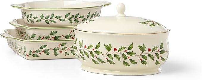 Lenox Holiday Ivory Porcelain Christmas Candy Jar with Lid