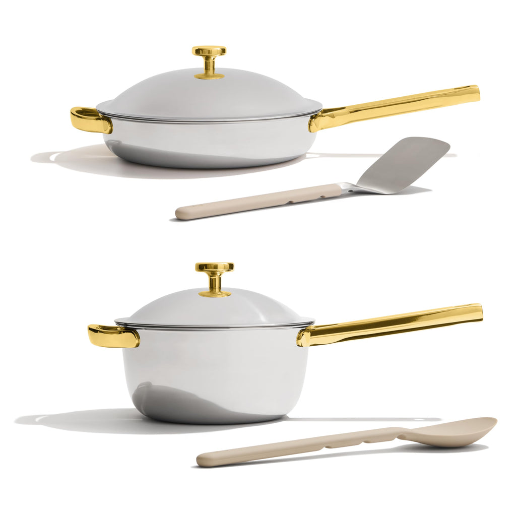 Our Place Mini Titanium Pro Cookware Duo | 6-Piece Tri-Ply Titanium Cookware Set with Always Pan Pro & Perfect Pot Pro | Non-Toxic No-Coating Nonstick | Induction & Oven-Safe up to 750°F | Gold