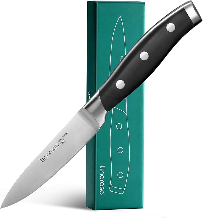 linoroso 3.5 Inch Paring Knife, Sharp Forged German Stainless Steel Kitchen Knife, Full Tang Small Fruit Knife with Ergonomic Handle, Premium Classic Series with Elegant Gift Box