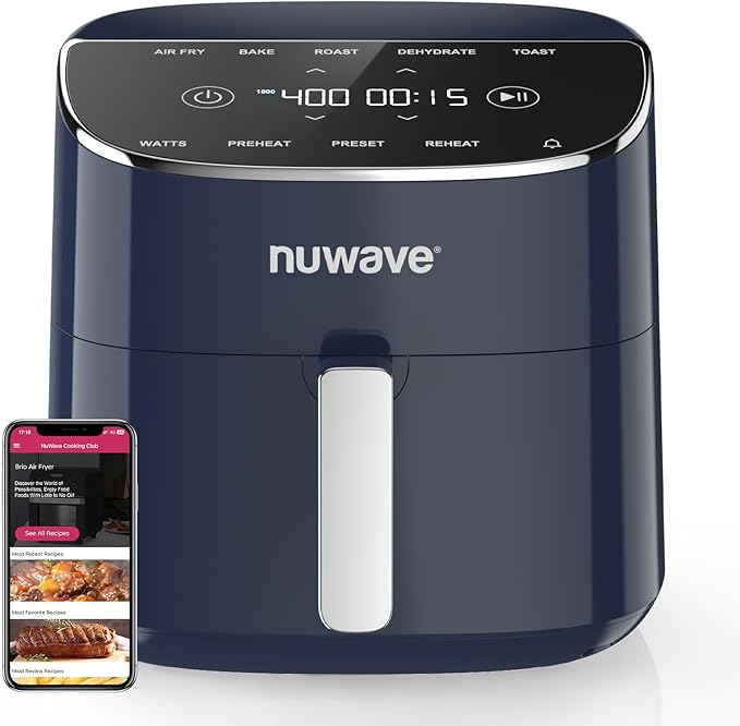 Nuwave Brio Plus Air Fryer 8 Qt, New & Improved, PFAS-Free Ceramic Coating