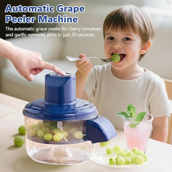 Automatic Electric Grape & Garlic Peeler Machine, Rechargeable Fruit Peeler with Stainless Steel Blade, Cordless One-Touch Kitchen Gadget for Cherry Tomatoes and Small Fruits