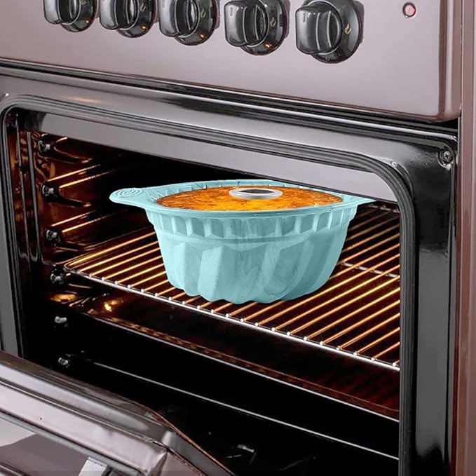 Kenond 2 Pack 9.5 Inch Silicone Fluted Cake Pan, With Sturdy Handle