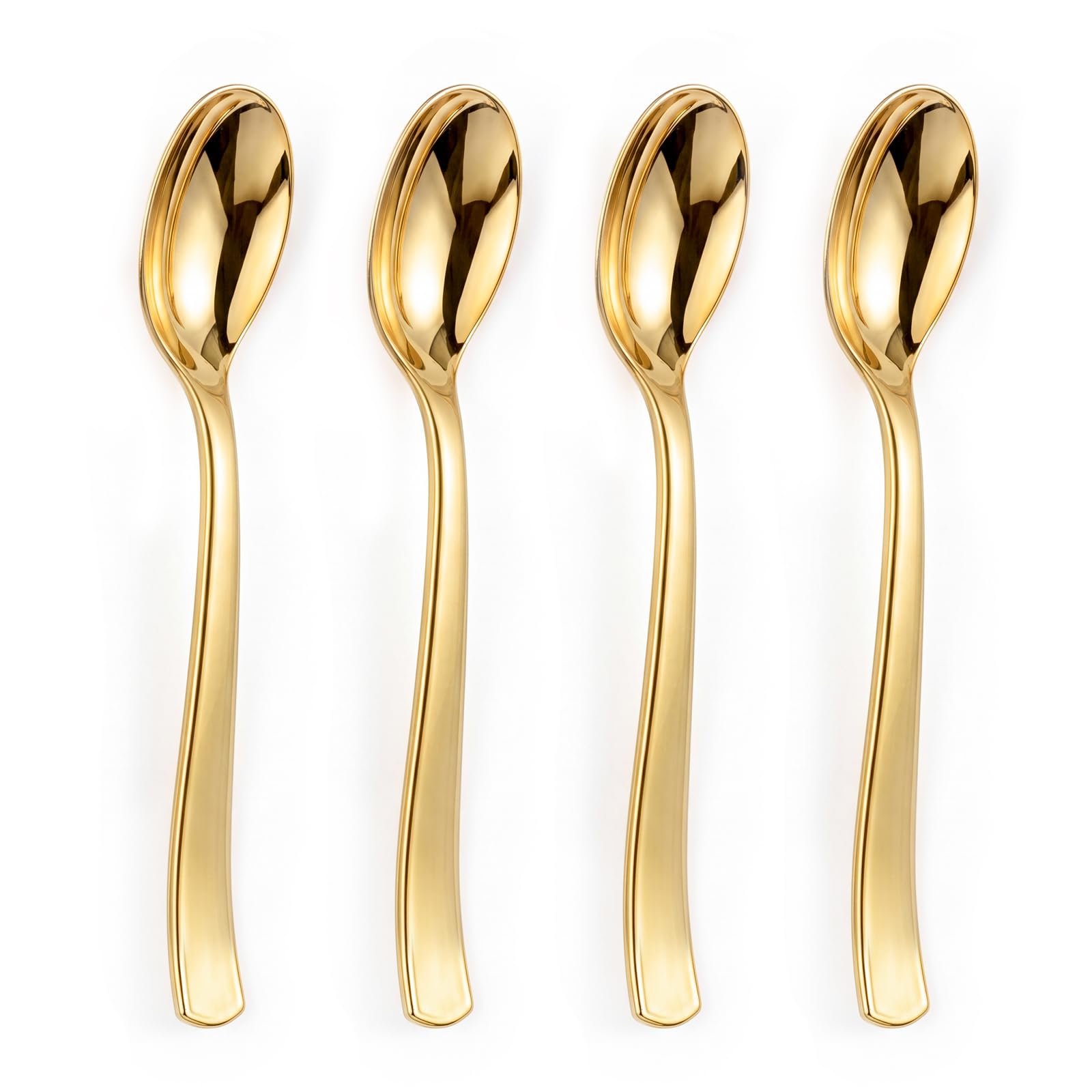 Liacere 360Pcs Plastic Spoons - 6.7 inch Heavy Duty Plastic Spoons-Heavyweight Gold Disposable Spoons-Gold Silverware for Halloween &Chrismas And Daily Using & New Year