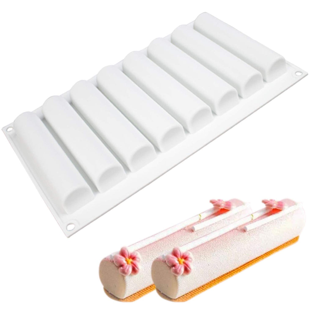 OCPO Kitchen Cylindrical Strips Silicone Mousse Cake Mold, 8 Cavities