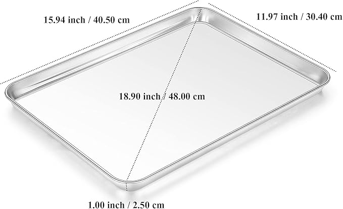 16inch Baking Sheet, Stainless Steel Cookie Sheet for Baking, Oven Tray Pan