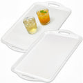 Extra Large Melamine Platters, 19" x11.6'' Serving Tray with Handles for Cookie, Cupcakes, Desserts, Dishwasher Safe, Ottoman Tray Decor, Set of 2, 2 pcs Mats Included (White)