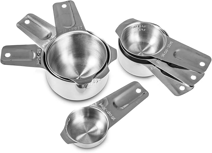 7-Piece 18/8 Stainless Steel Measuring Cups Set, Silver