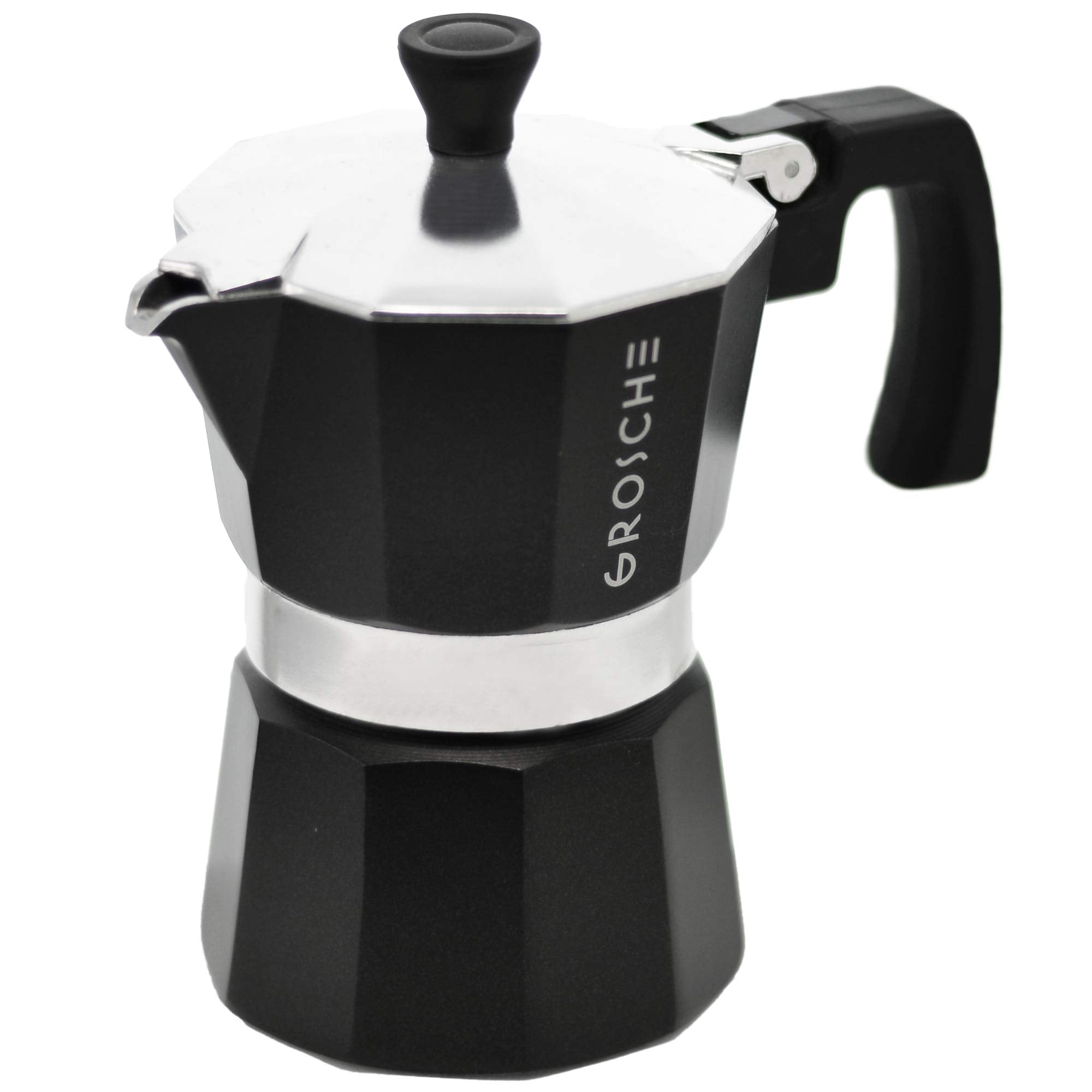 GROSCHE Milano Stovetop Espresso Maker Moka Pot 3 espresso Cup, 5 oz Black