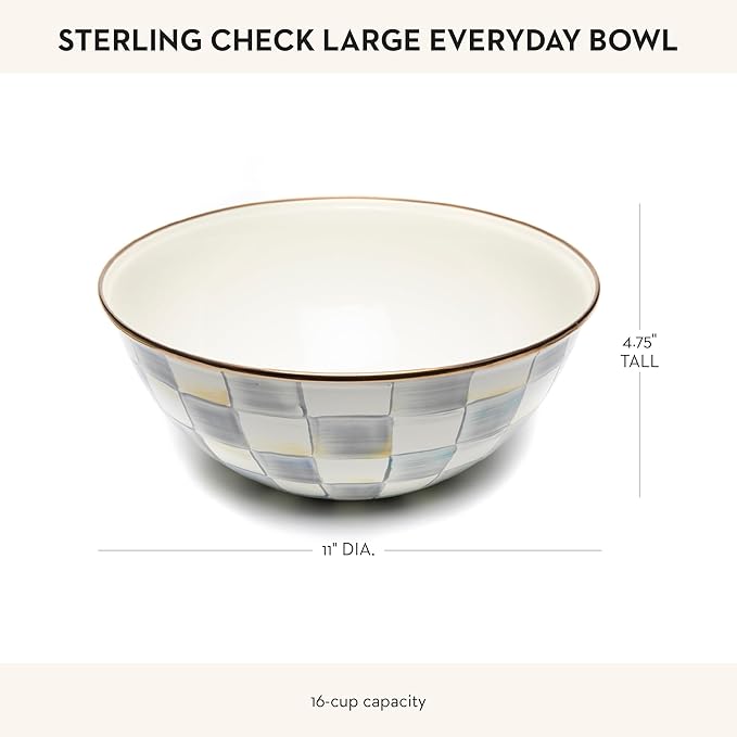 MACKENZIE-CHILDS Everyday Bowl, Large, Gray-and-White Sterling Check