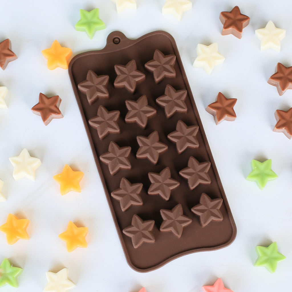 Dacthuw Small Star Chocolate Molds Silicone, Food Grade Silicone Candy Molds for Bite Size Gummy/Jelly/Fruit Snacks, 15 Cavities Mini Star Mold for Soap/Candle/Wax Melt, 2 Pcs