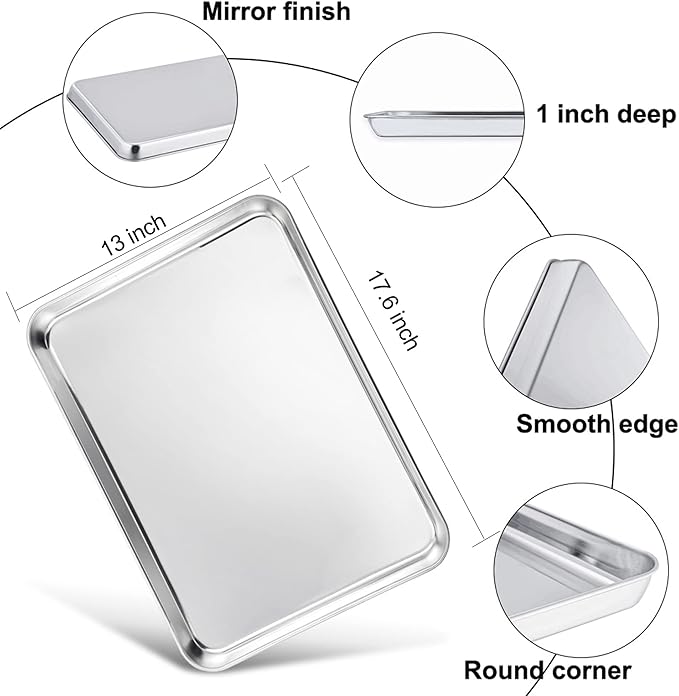 TeamFar Stainless Steel Baking Sheet with Wire Rack Set, 17.6"x13"x1"